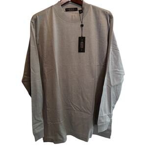 CARNOUSTIE Mens Size XL Long Sleeve Round Neck Shirt Light Blue Gray Cotton NWT